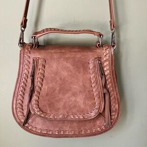 Urban Expressions Vegan leather Saddle Bag with adjustable strap, Tan